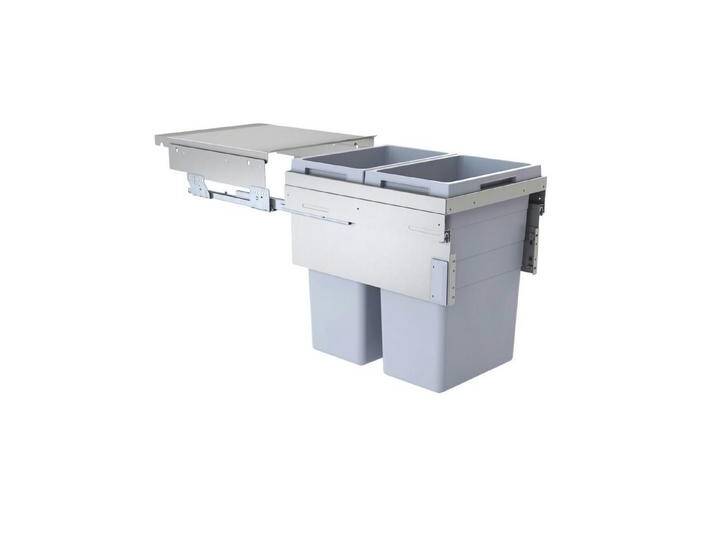 Hailo Einbaumülleimer Abfallsammler 3619471 CE Slide Euro-Cargo 2x 38 Liter, grau von Hailo