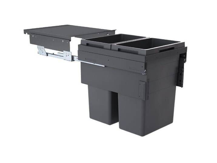 Hailo Einbaumülleimer Abfallsammler 3619731 CE Slide Euro-Cargo 2x 38 Liter, grau von Hailo
