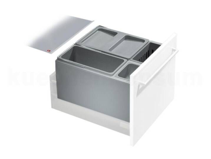 Hailo Einbaumülleimer Abfallsammler 3630451 XX Inset Aufsatz XXL 18 + 12 + 4.1 Liter, grau von Hailo