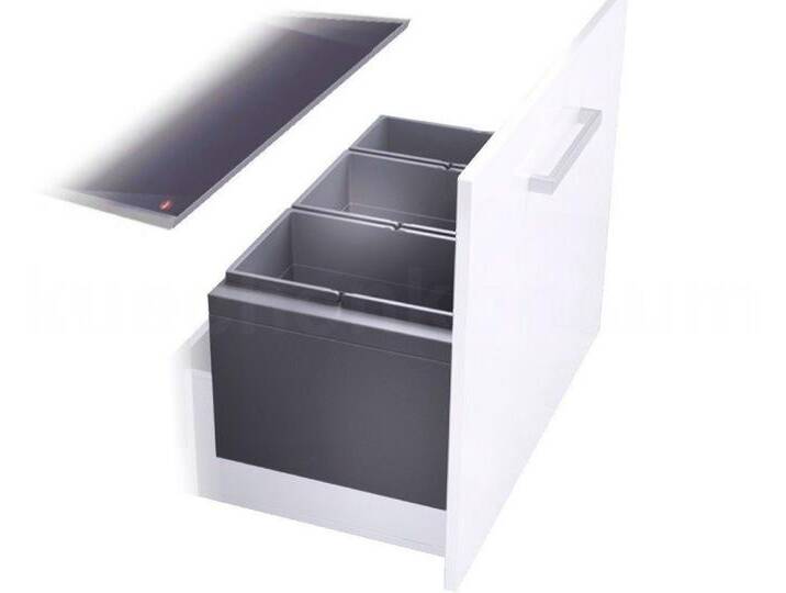 Hailo Einbaumülleimer Abfallsammler 3631881 XL Inset 800 28/28/18 Triple-XL 18 + 2x 28, grau von Hailo