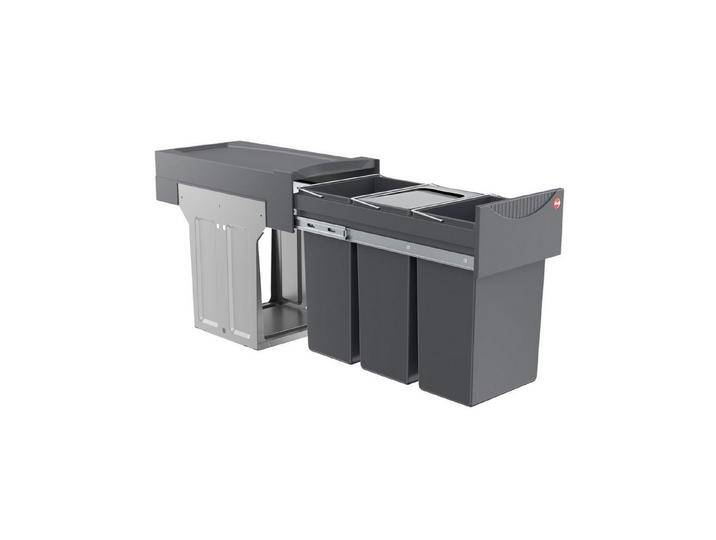 Hailo Einbaumülleimer Abfallsammler 3666132 TZ Swing Terzett 3x 10 Liter mit Biodeckel, grau von Hailo