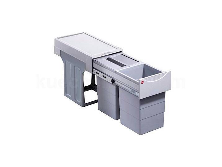 Hailo Einbaumülleimer Abfallsammler 3666821 TA Swing Tandem hg 2x 15 Liter, grau von Hailo