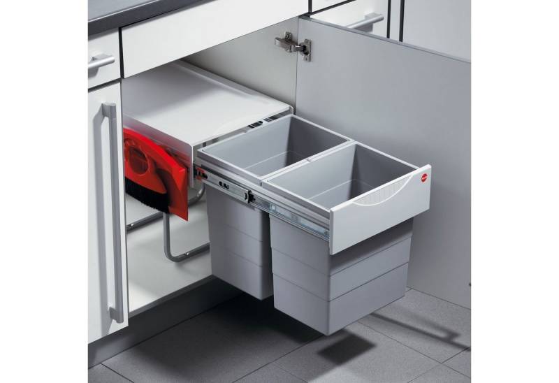 Hailo Einbaumülleimer Hailo 3641221 - AS Raumspar Tandem Comfort - 20L/20L, mit Kehr-Set, Abfallsammler Mülleimer von Hailo