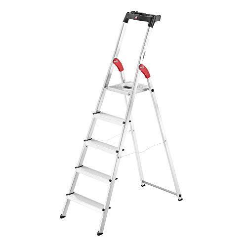 Hailo L60 StandardLine Alu-Sicherheits-Stehleiter , Leiter 5 Stufen belastbar bis 150 kg , stabile Holmführung , Stehleiter mit Ablage , klappbare Aluleiter made in Germany , Leiter rostfrei , silber Hailo L60 StandardLine Alu-Sicherheits-Stehleiter , Leiter 5 Stufen belastbar bis 150 kg , stabile Holmführung , Stehleiter mit Ablage , klappbare Aluleiter made in Germany , Leiter rostfrei , silber von Hailo