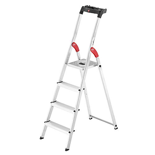 Hailo L60 StandardLine Alu-Sicherheits-Stehleiter - Leiter 4 Stufen belastbar bis 150 kg - stabile Holmführung - Stehleiter mit Ablage - klappbare Aluleiter Made in Germany - Leiter rostfrei - Silber Hailo L60 StandardLine Alu-Sicherheits-Stehleiter - Leiter 4 Stufen belastbar bis 150 kg - stabile Holmführung - Stehleiter mit Ablage - klappbare Aluleiter Made in Germany - Leiter rostfrei - Silber von Hailo