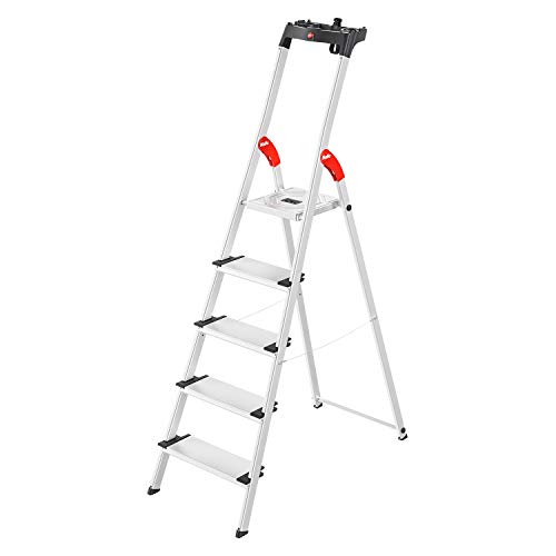 Hailo L80 ComfortLine Alu-Sicherheits-Stehleiter - 5 XXL-Stufen belastbar bis 150 kg - Tiefe Standfläche - Stehleiter mit Ablage - klappbare Aluleiter Made in Germany - Leiter rostfrei - Silber Hailo L80 ComfortLine Alu-Sicherheits-Stehleiter - 5 XXL-Stufen belastbar bis 150 kg - Tiefe Standfläche - Stehleiter mit Ablage - klappbare Aluleiter Made in Germany - Leiter rostfrei - Silber von Hailo