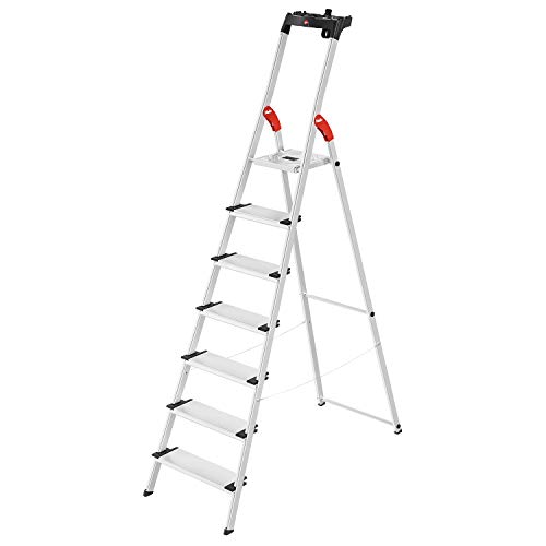 Hailo L80 ComfortLine Alu-Sicherheits-Stehleiter - 7 XXL-Stufen belastbar bis 150 kg - Tiefe Standfläche - Stehleiter mit Ablage - klappbare Aluleiter Made in Germany - Leiter rostfrei - Silber Hailo L80 ComfortLine Alu-Sicherheits-Stehleiter - 7 XXL-Stufen belastbar bis 150 kg - Tiefe Standfläche - Stehleiter mit Ablage - klappbare Aluleiter Made in Germany - Leiter rostfrei - Silber von Hailo