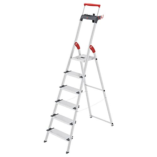 Hailo L84 ComfortLine Alu-Sicherheits-Stehleiter - 6 XXL-Stufen belastbar bis 150 kg - Tiefe Standfläche & Haltegriff - Stehleiter mit Ablage - Aluleiter Made in Germany - Leiter rostfrei - Silber Hailo L84 ComfortLine Alu-Sicherheits-Stehleiter - 6 XXL-Stufen belastbar bis 150 kg - Tiefe Standfläche & Haltegriff - Stehleiter mit Ablage - Aluleiter Made in Germany - Leiter rostfrei - Silber von Hailo