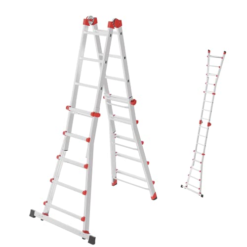 Hailo M80 Alu-Multifunktionsleiter - Schiebeleiter 4 x 5 Sprossen belastbar bis 150 kg - Sicherheitsgelenke und Rastgriffe - sprossenweise höhenverstellbar - Mehrzweckleiter rostfrei - Silber Hailo M80 Alu-Multifunktionsleiter - Schiebeleiter 4 x 5 Sprossen belastbar bis 150 kg - Sicherheitsgelenke und Rastgriffe - sprossenweise höhenverstellbar - Mehrzweckleiter rostfrei - Silber von Hailo