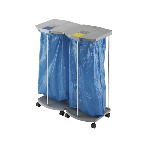 Hailo | Müllsackständer mit 250 blauen Wertstoffsäcken | ProfiLine MSS XXXL | 2 x 120 l | HxBxT 1000 x 880 x 450 mm | fahrbar von Hailo