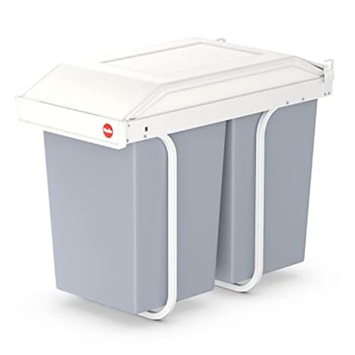 Hailo Multi-Box duo L Einbau-Mülltrennsystem - Doppelmülleimer, 2 x 14 Liter - mit ausziehbaren Inneneimern - 2-fach Abfalltrennsystem für die Küche - cremeweiß von Hailo