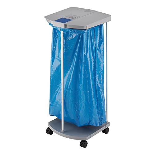 Hailo ProfiLine MSS XXXL Mülltrenn-System - inklusive Rollen - Stabiler 120 Liter Müllsackhalter - Abfallsammler für Gewerbe und Industrie - Stabiler Abfalleimer mit Alu-Rohrgestell - Silber von Hailo