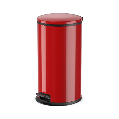 Hailo Pure L Tret-Mülleimer - Abfalleimer mit Gehäuse aus Stahlblech - Treteimer für die Küche - mit herausnehmbarem Kunststoff-Inneneimer - 20 l - Rot von Hailo