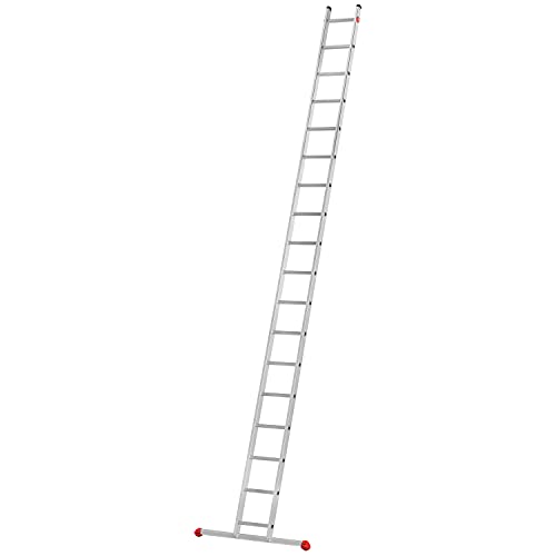 Hailo S60 ProfiStep UNO Anlegeleiter - Leiter 18 Sprossen - Alu Sprossenleiter mit 2 Tatzenfüßen - belastbar bis 150kg - Aluminium Leiter Made in Germany - Sprossen Anlegeleiter rostfrei - Silber von Hailo