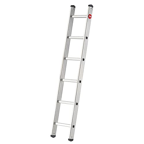 Hailo S60 ProfiStep UNO Anlegeleiter - Leiter 6 Sprossen - Alu Sprossenleiter mit 2 Tatzenfüßen - belastbar bis 150kg - Aluminium Leiter Made in Germany - Sprossen Anlegeleiter rostfrei - Silber von Hailo