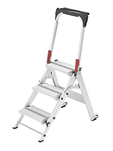 Hailo ST100 TopLine, Alu-Sicherheitstreppe, XXL Alu-Sicherheitstreppe mit klappbarem Sicherheitsbügel, Aluminium, 3 Stufen, silber, 8883-001 Hailo ST100 TopLine, Alu-Sicherheitstreppe, XXL Alu-Sicherheitstreppe mit klappbarem Sicherheitsbügel, Aluminium, 3 Stufen, silber, 8883-001 von Hailo