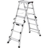 Hailo Teleskopleiter "D100 TL TopLine", Alu-Teleskop-Doppelstufenleiter mit flexibler Arbeitshöhe von Hailo
