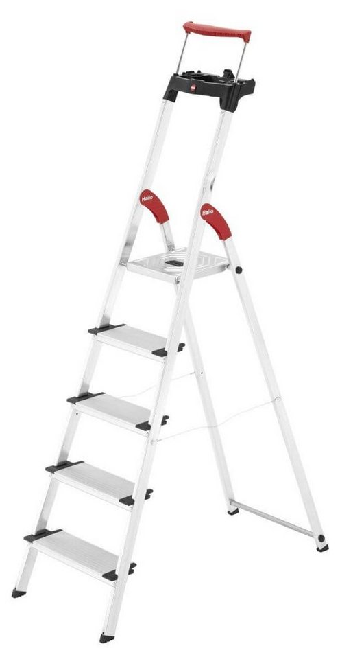 Hailo Trittleiter L85 ComfortLine Alu-Haushaltsleiter, Sicherheitsleiter mit 5 Stufen &, XXL-Alu-Stufen, Rutschsicherer Steckfuß Hailo Trittleiter L85 ComfortLine Alu-Haushaltsleiter, Sicherheitsleiter mit 5 Stufen &, XXL-Alu-Stufen, Rutschsicherer Steckfuß von Hailo