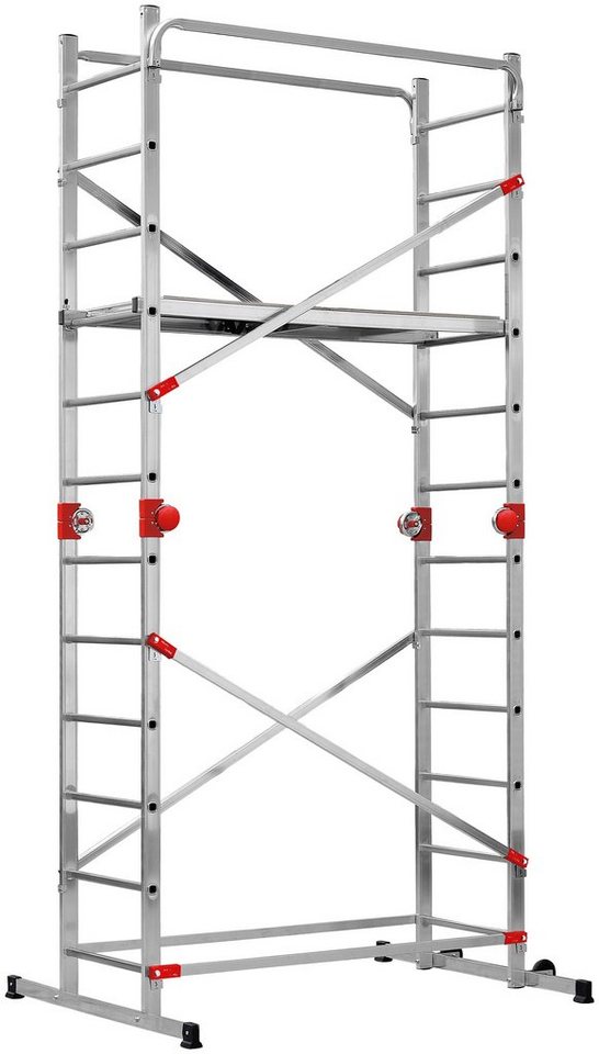 Hailo Vielzweckleiter G60 (1-St), Aluminium-Multifunktionsgerüst 2x12 Sprossen von Hailo