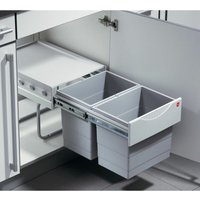 Küchen Mülleimer, Einbau 40 cm Schrank, Abfalleimer 2x18 Liter - Grau - Hailo von Hailo
