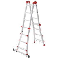Neuwertig] Hailo M80 Aluminiumleiter Mehrzweckleiter 4x4 Sprossen Teleskop Höhenverstellbar B-Ware von Hailo