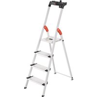 Stufenstehleiter L80 Comfortline 4 Stufen Aluminium Gesamthöhe 1610 mm Tragfähigkeit 150 kg von Hailo