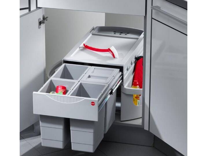 livingpoint24 Einbaumülleimer Hailo Rondo, Einbau-Mülleimer 360° drehbar, Eckschrank Küche, 4x8 L von Hailo