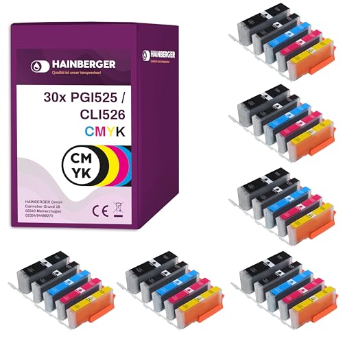 30 Druckerpatronen mit Chip für Canon Pixma ip4850 ip4950 MX885 MG5150 MG5250 MG6150 MG8150 MX885 ip 4850 MG 5150 5250 6150 8150 ersetzt PGI-525BK CLI-526BK CLI-526C CLI-526M CLI-526Y (kompatible Druckerpatronen - mit Chip und Füllstandanzeige) sie bekommen 6 x schwarz (525BK) 6 x schwarz (526BK) 6 x blau (526) 6 x rot (526M) 6 x gelb (526Y) 30 Druckerpatronen mit Chip für Canon Pixma ip4850 ip4950 MX885 MG5150 MG5250 MG6150 MG8150 MX885 ip 4850 MG 5150 5250 6150 8150 ersetzt PGI-525BK CLI-526BK CLI-526C CLI-526M CLI-526Y (kompatible Druckerpatronen - mit Chip und Füllstandanzeige) sie bekommen 6 x schwarz (525BK) 6 x schwarz (526BK) 6 x blau (526) 6 x rot (526M) 6 x gelb (526Y) von Hainberger