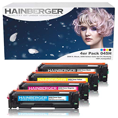 Hainberger 4er Pack Toner Kompatibel zu Canon 045 045H CRG-045H CRG-045 045HBK für Canon i-sensys MF635cx MF633cdw MF634cdw MF631cn MF632Cdw MF636Cdwt MF631 MF635 MF634 LBP613cdw LBP612cdw LBP611cn von Hainberger
