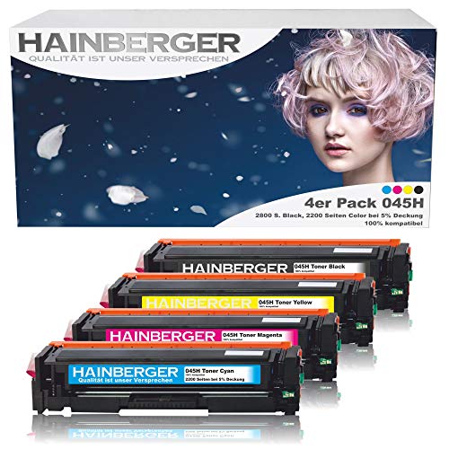 4er Pack Hainberger Toner Kompatibel zu Canon 045 045H CRG-045H CRG-045 045HBK für Canon i-sensys MF635cx MF633cdw MF634cdw MF631cn MF632Cdw MF636Cdwt MF631 MF635 MF634 LBP613cdw LBP612cdw LBP611cn von Hainberger