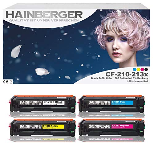 4X Hainberger Toner kompatibel zu HP CF 210X 211A 212A 213A 1x BK,C,M,Y-BK 2.400 S,Color je 1.800 von Hainberger