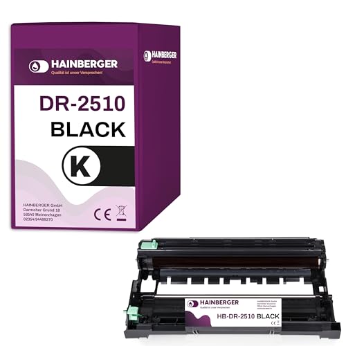 Hainberger 1x Trommel Kompatibel DR2510 BK für Brother DCP-L 2622 DW DCP-L 2600 Series DCP-L 2627 Series DCP-L 2640 DN HL-L 2400 Series HL-L 2440 DWE MFC-L 2800 Series MFC-L 2820 DN von Hainberger