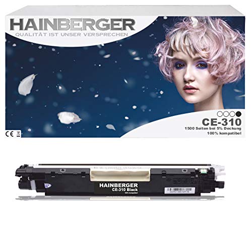 Hainberger Black Toner kompatibel zu HP CE310a für HP LaserJet Pro 100 Color MFP M175, Pro M275, Color LaserJet Pro CP1021, CP1025, CP1028 - CE310A-CE313A - Schwarz 1.200 Seiten, Color je 1.000 Seiten von Hainberger