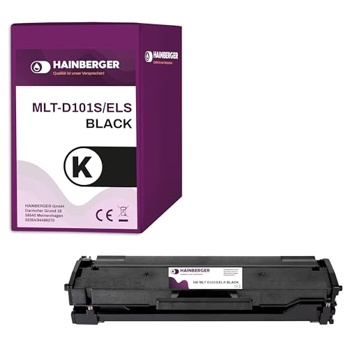 Hainberger Toner, schwarz 1500 Seiten bei 5% Deckung, kompatibel für Samsung MLT-D101S/ELS für Samsung ML2160, ML2165, ML2165W, ML2168, SCX3405W, SCX3405FW, SCX3405F, SCX3405, SCX3400F, SCX300, SF760P von Hainberger