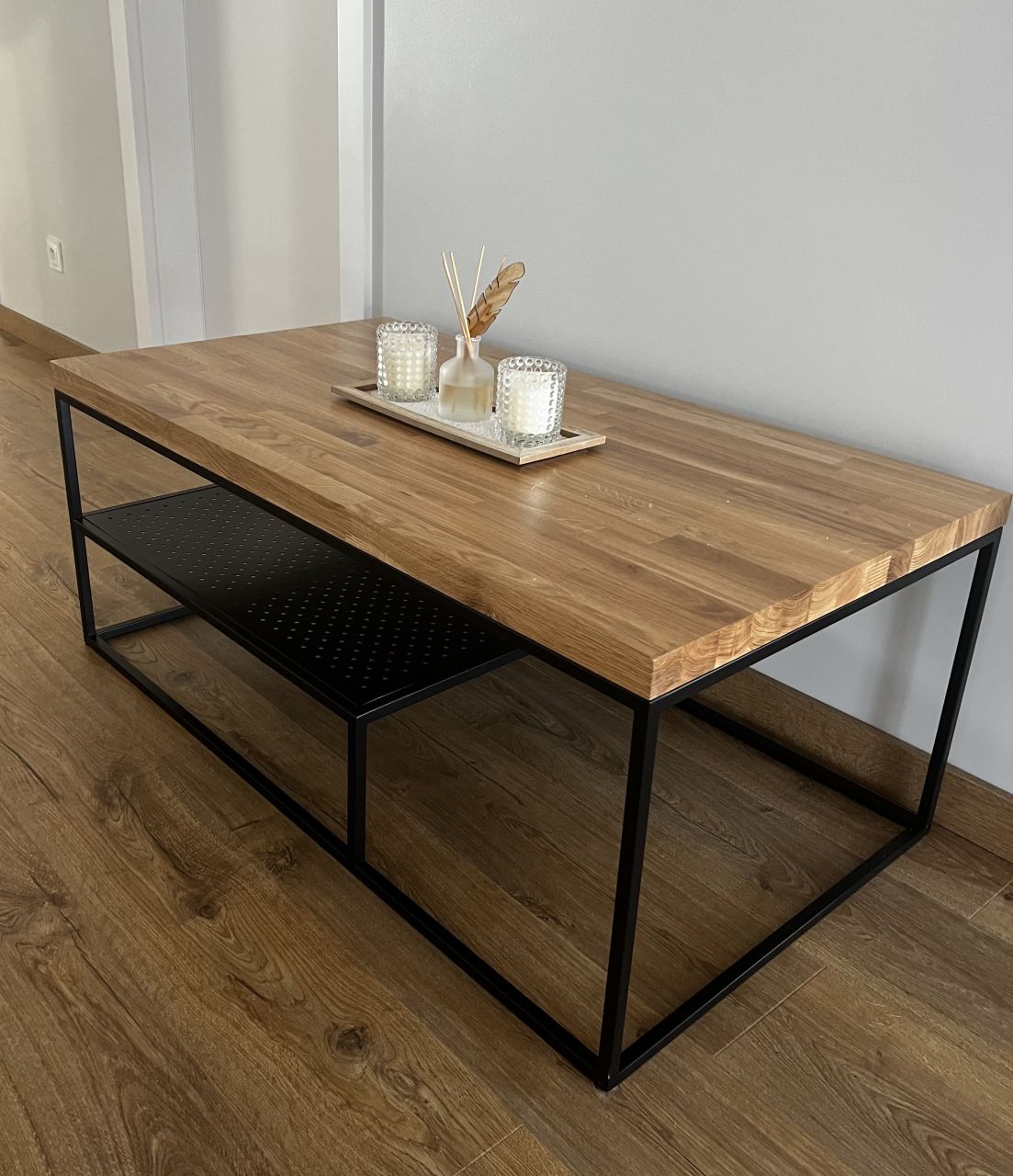 Couchtisch Beistelltisch Sofatisch Coffeetable Wohnzimmer Tisch Fach Metall Holz von Hainser