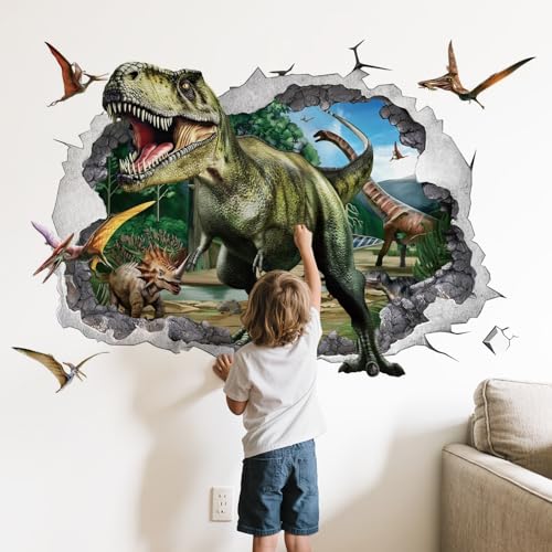 3D Wandtattoo Dinosaurier,Groß Dinosaurier Wandaufkleber Junge Tyrannosaurus Rex Wandsticker Wanddeko für Kinderzimmer Jungen Schlafzimmer Spielzimmer 3D Wandtattoo Dinosaurier,Groß Dinosaurier Wandaufkleber Junge Tyrannosaurus Rex Wandsticker Wanddeko für Kinderzimmer Jungen Schlafzimmer Spielzimmer von Hainue