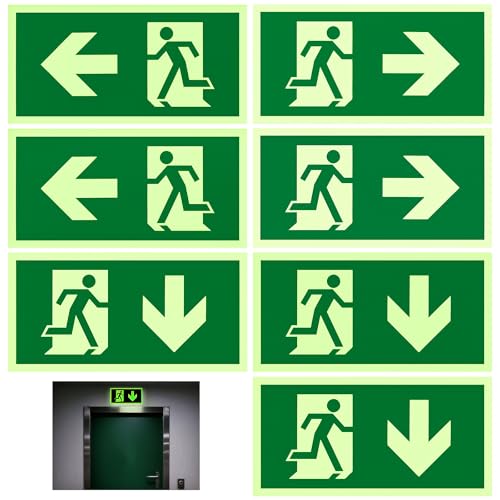 7 Stück Fluchtwegschilder Nachleuchtend,Reflektierende Folie aus Polyethylen, Selbstklebende Design Notausgangsschild Nachleuchtend,“Links”, “Rechts” und “Unten”, für Hotels, Schulen, Bürogebäude 7 Stück Fluchtwegschilder Nachleuchtend,Reflektierende Folie aus Polyethylen, Selbstklebende Design Notausgangsschild Nachleuchtend,“Links”, “Rechts” und “Unten”, für Hotels, Schulen, Bürogebäude von Hainue