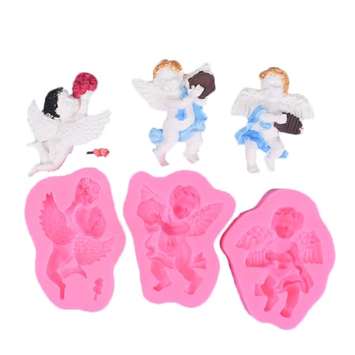Haione Angels Silikon-Fondantform für Schokolade, Kuchen, Dekoration, Backwerkzeuge für DIY Kekse, Eiswürfel, Kerzen, Süßigkeiten, Seife, 3 Stück-B von Haione