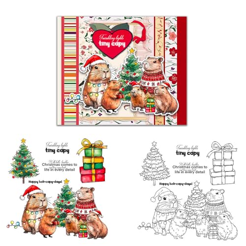 Haione Capibala Family Christmas Clear Stamps for DIY Scrapbooking Card Making Photo Album Silicone Stamps Seals for Journals Decorative von Haione