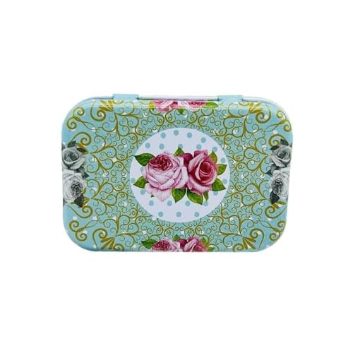 Haione Kleine Blechdose mit Deckel für Damen, Retro-Blumen, rechteckige Eisentasche, Tee, Mini-Metallboxen, tragbare Aufbewahrungsbehälter für Süßigkeiten, Münzen, Schlüssel, Perlen, Ohrstöpsel Haione Kleine Blechdose mit Deckel für Damen, Retro-Blumen, rechteckige Eisentasche, Tee, Mini-Metallboxen, tragbare Aufbewahrungsbehälter für Süßigkeiten, Münzen, Schlüssel, Perlen, Ohrstöpsel von Haione