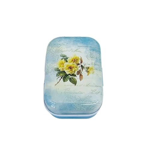 Haione Mini-Blechdose mit Deckel für Damen, Vintage-Blumen, rechteckige Eisentasche, Tee, Mini-Metallboxen, tragbare Aufbewahrungsbehälter für Süßigkeiten, Münzen, Schlüssel, Perlen, Ohrstöpsel Haione Mini-Blechdose mit Deckel für Damen, Vintage-Blumen, rechteckige Eisentasche, Tee, Mini-Metallboxen, tragbare Aufbewahrungsbehälter für Süßigkeiten, Münzen, Schlüssel, Perlen, Ohrstöpsel von Haione