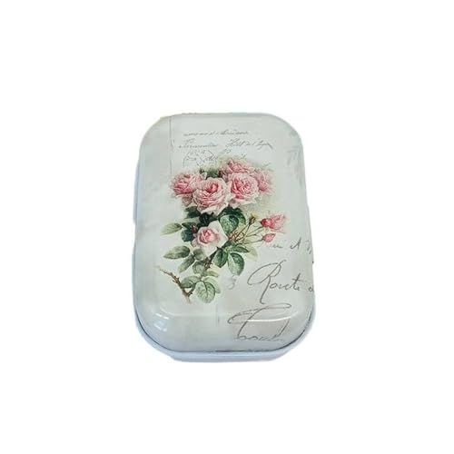 Haione Mini-Blechdose mit Deckel für Damen, Vintage-Blumen, rechteckige Eisentasche, Tee, Mini-Metallboxen, tragbare Aufbewahrungsbehälter für Süßigkeiten, Münzen, Schlüssel, Perlen, Ohrstöpsel Haione Mini-Blechdose mit Deckel für Damen, Vintage-Blumen, rechteckige Eisentasche, Tee, Mini-Metallboxen, tragbare Aufbewahrungsbehälter für Süßigkeiten, Münzen, Schlüssel, Perlen, Ohrstöpsel von Haione