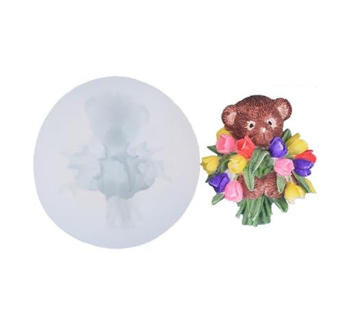 Haione Tulpenstrauß Silikon Fondant Form Schokolade Kuchen Dekoration Backwerkzeuge für DIY Keks Eiswürfel Kerze Süßigkeiten Seife (#4) von Haione