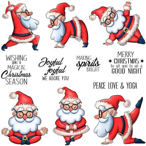 Haione Yoga Weihnachtsmann Weihnachten Klar Stempel für DIY Scrapbooking Kartenherstellung Fotoalbum Silikon Stempel Siegel für Journals Deko von Haione