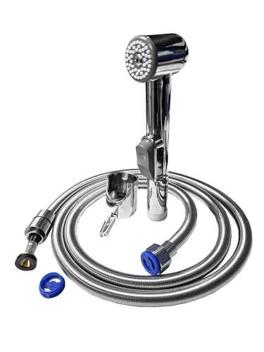 Universal Bargin Muslim SHATAFF Chrom Bidet Dusche Stark Verstärkter Brauseschlauch 120cm Dusche Handbrause Spray Toilette Handbrause Bidet Spray Kit mit Messing Absperrventil von Hairstore