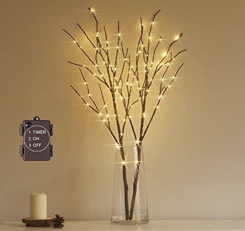 Hairui LED Beleuchtete Zweige mit 100LEDs 80CM Lichterbaum Lichterzweige Braune Künstliche Baumbeleuchtung für Weihnachten Erntedankfest Hausdekoration 2 Stücke (Vase Nicht enthalten) von Hairui