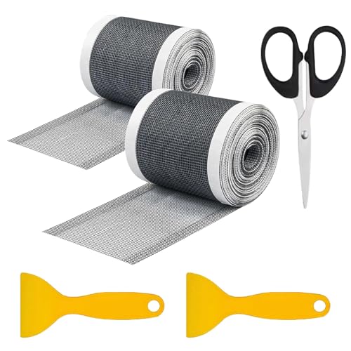 2 Stück 100mm x 10m Abflusssieb Haarsieb Dusche Selbstklebend Einweg Duschrinne Haarfänger Dusche Schneidbarer Haarsieb mit 2 Schaufel, Fliegengitter Reparatur Klebeband für Reparatur Tür Fenster Loch von Haishell