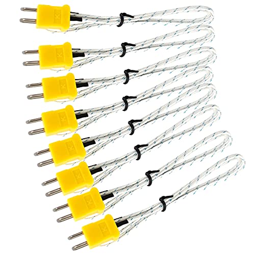 Haisheng 8 Stück Thermoelement-Temperatursensor Sensoren mit K Typ Mini Stecker 1 Meter Thermoelement Temperaturfühler Typ-K Anschluss Thermocouple Messbereich -50~400 ° C von Haisheng