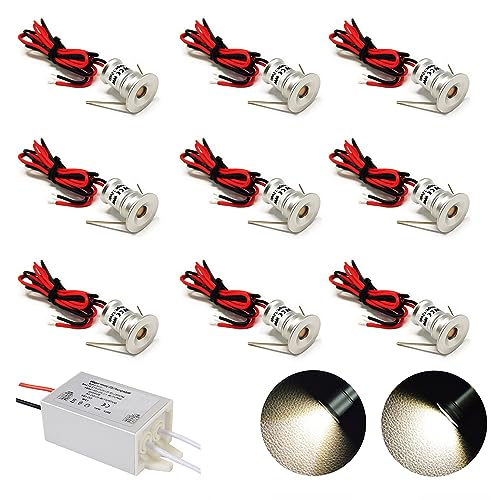 Haixin Kleine LED-Scheinwerfer 9PCS 12V 1W vertieftes Deckenlicht für Küche, Treppe, Schrank, Flur, DIY Beleuchtung Warmes weißes kaltes weißes Schaukasten-Lichtkabinett Downlight IP65 von kpslucerna