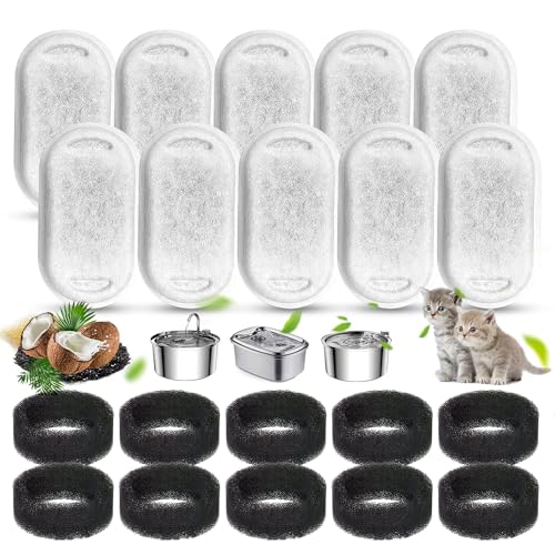 20 Stück Katzenbrunnen Filter,Ersatzfilter Für Trinkbrunnen, 10 Stück Kohlefilter Und 10 Stück Schaumfilter, Trinkbrunnen Katzen Ersatzfilter Für Edelstahl Trinkbrunnen Für Katzen Und Hunde. 20 Stück Katzenbrunnen Filter,Ersatzfilter Für Trinkbrunnen, 10 Stück Kohlefilter Und 10 Stück Schaumfilter, Trinkbrunnen Katzen Ersatzfilter Für Edelstahl Trinkbrunnen Für Katzen Und Hunde. von Haizibo